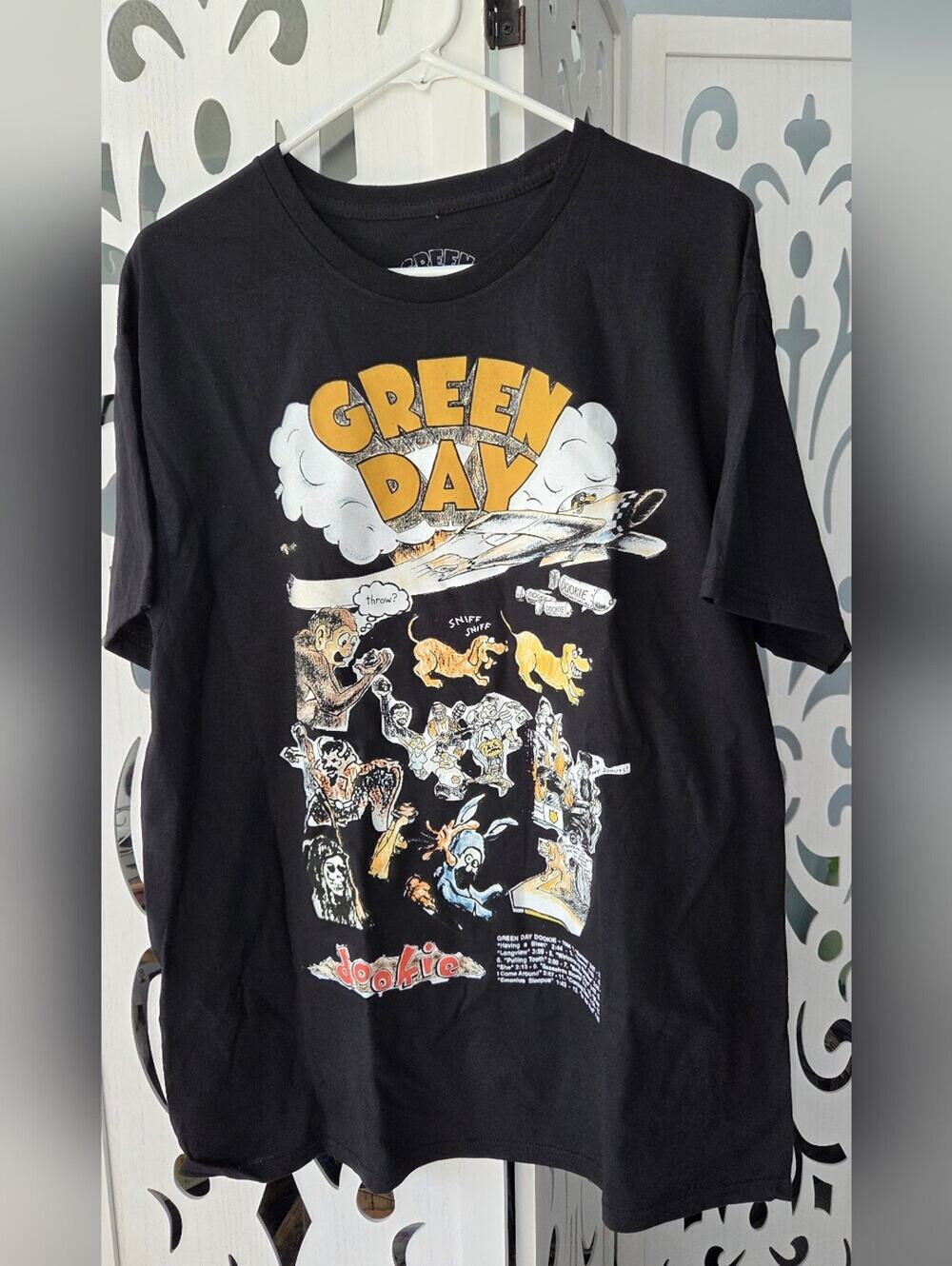 Green Day Dookie Graphic Tee Black Mens L NWOT 90s Punk Rock Band Album T-Shirt